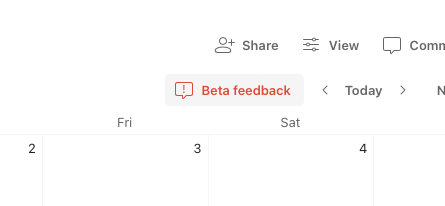 Feedback button for the Calendar View functionality